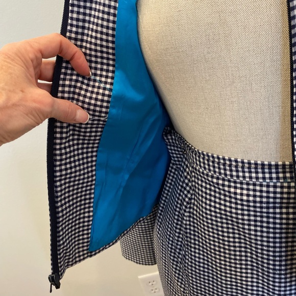 Alessandro Womens Navy White Check Full Zipper Jacket w Marching Skirt Suit / 4 - Picture 6 of 13
